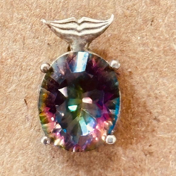 925 Sterling Silver Mystic Topaz Oval Stud Earrings w/Whale Tail - Picture 6 of 13